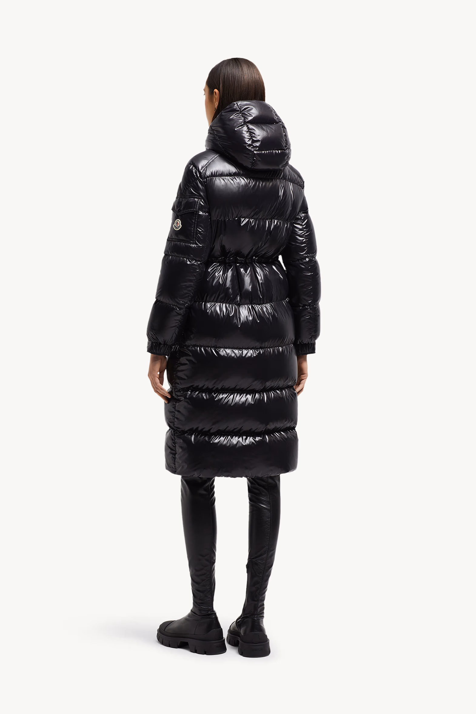 Cavettaz Hooded Long Down Jacket Women Black Moncler 5
